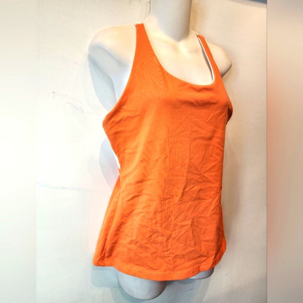 Vintage 90's Workout Top Tangerine Orange Racer Back Retro Top‎ Women's Size XL